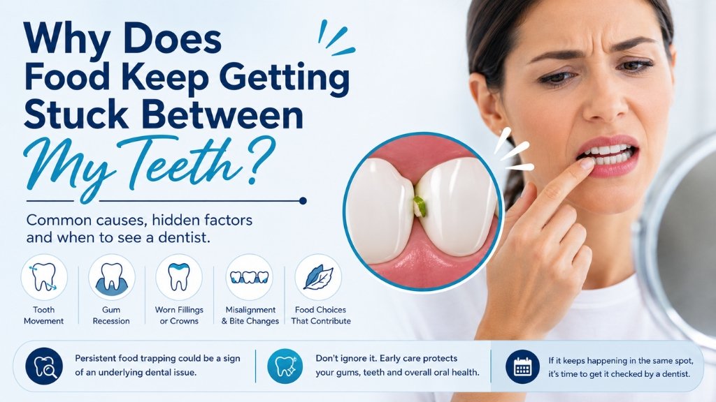 food stuck between teeth